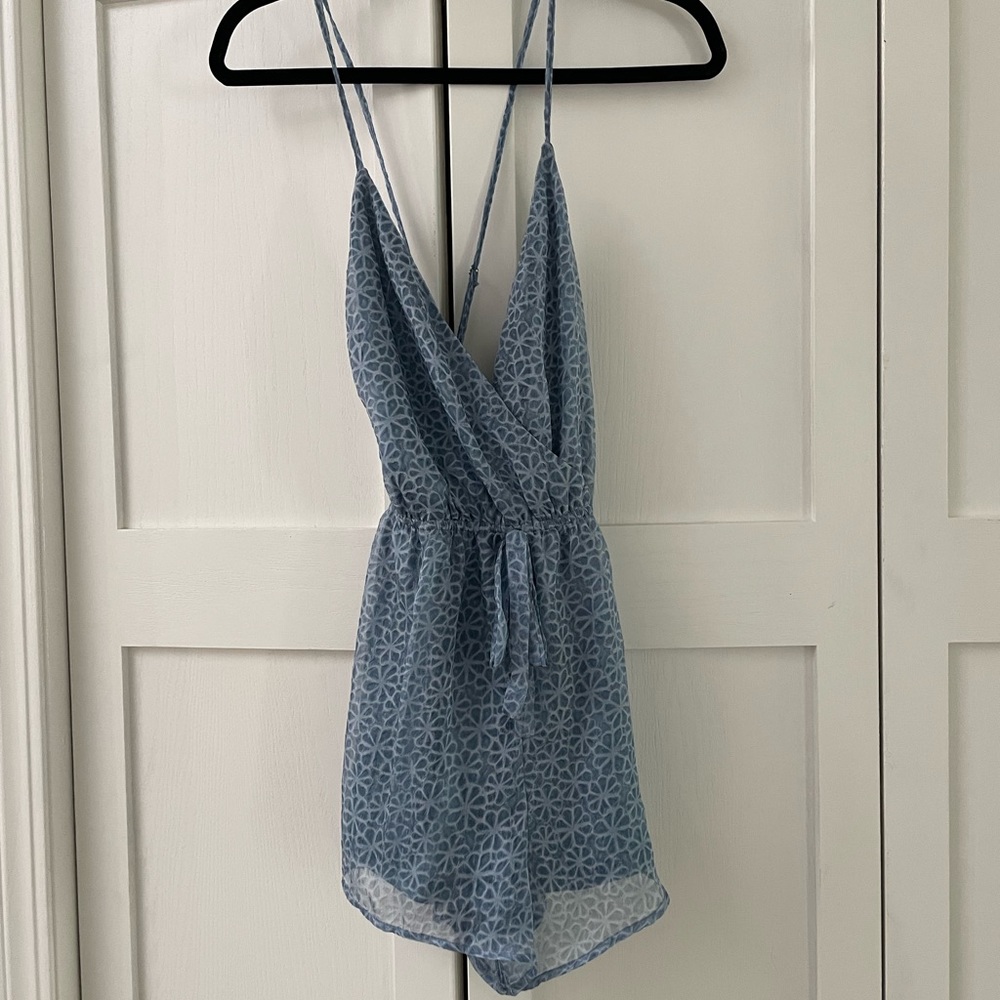 Lulus Blue Floral Romper, size S